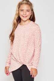 Girls Blue Leopard Print Knotted Tunic Top T2486-K9 - Image 4