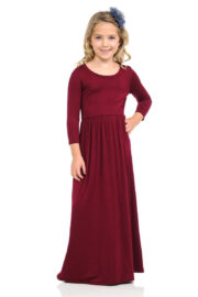 Girls Solid Color Maxi Dress AL5004-1 - Image 7