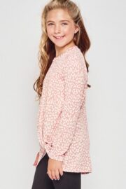 Girls Blue Leopard Print Knotted Tunic Top T2486-K9 - Image 3