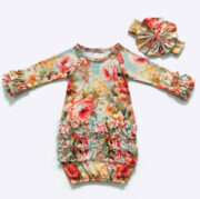 Newborn Baby Girl Gown with matching Headband - Image 2