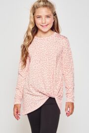 Girls Blue Leopard Print Knotted Tunic Top T2486-K9 - Image 2