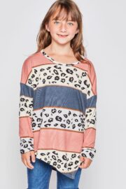 Girls Size Leopard Asymmetrical Top T2636-K4 - Image 3