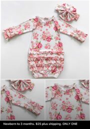 Bouquet Rose Baby Gown with Headband - Image 2