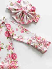 Bouquet Rose Baby Gown with Headband - Image 4