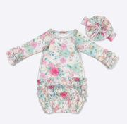 Newborn Baby Girl Gown with matching Headband - Image 12