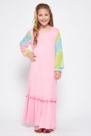 Girls TIEDYE ORGANZA SLEEVE MAXI DRESS  D1052 - Image 2