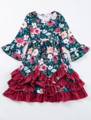 Jade Rose Floral Girls Ruffle Maxi Dress - Image 2