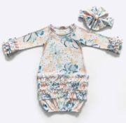 Newborn Baby Girl Gown with matching Headband - Image 9