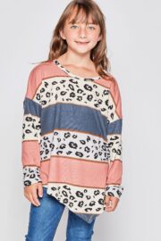 Girls Size Leopard Asymmetrical Top T2636-K4 - Image 2