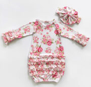 Bouquet Rose Baby Gown with Headband - Image 5