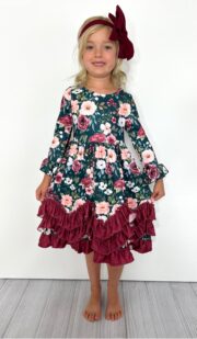Jade Rose Floral Girls Ruffle Maxi Dress - Image 3