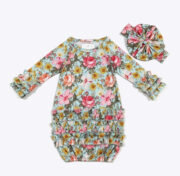 Newborn Baby Girl Gown with matching Headband - Image 14